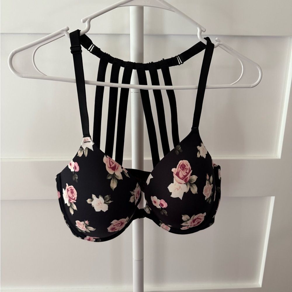 New Victoria’s Secret Everywhere push-up / Wear black floral bra size 34DD